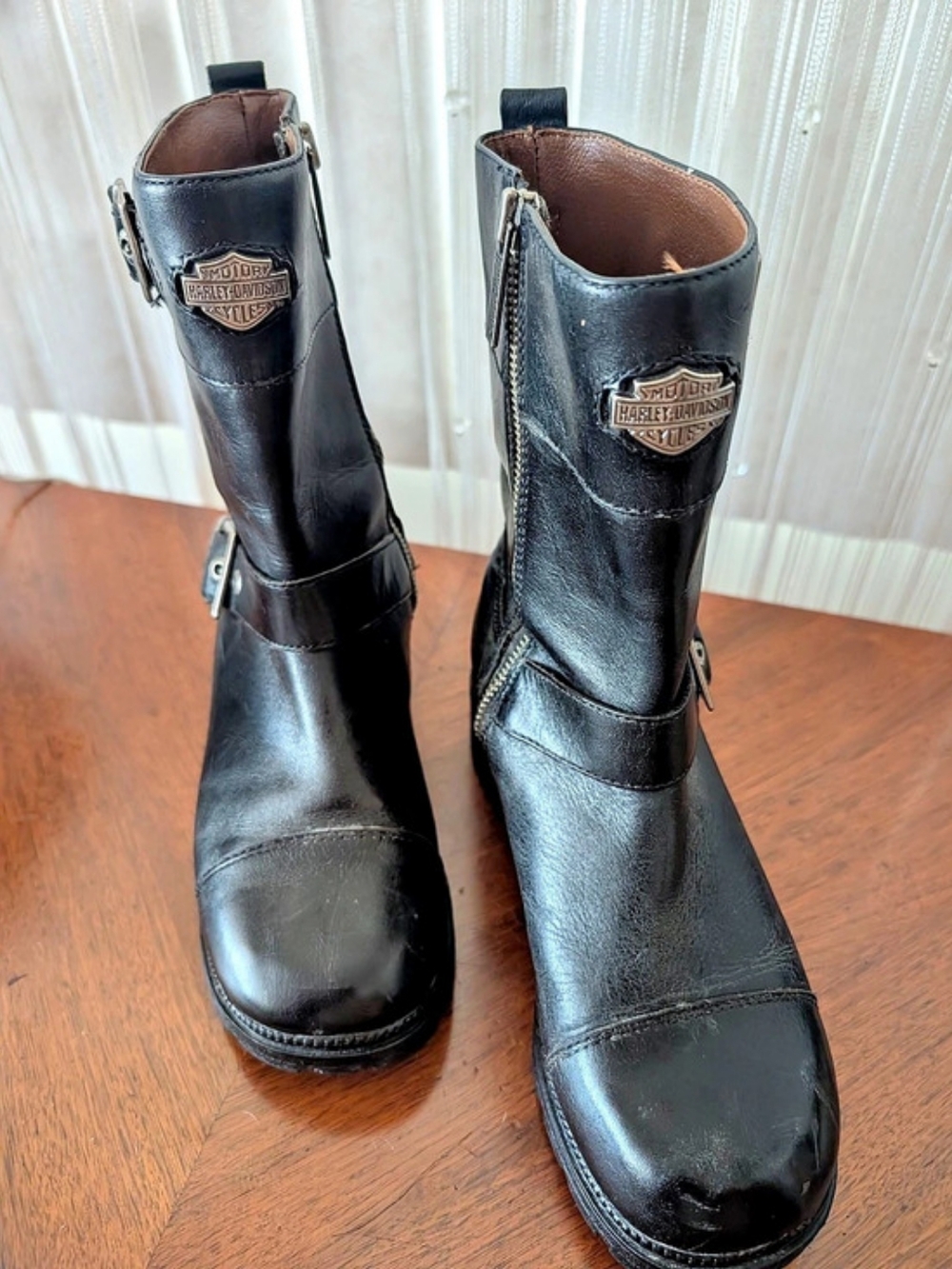 Harley-Davidson Black Moto Boots Size 6 Gently Worn